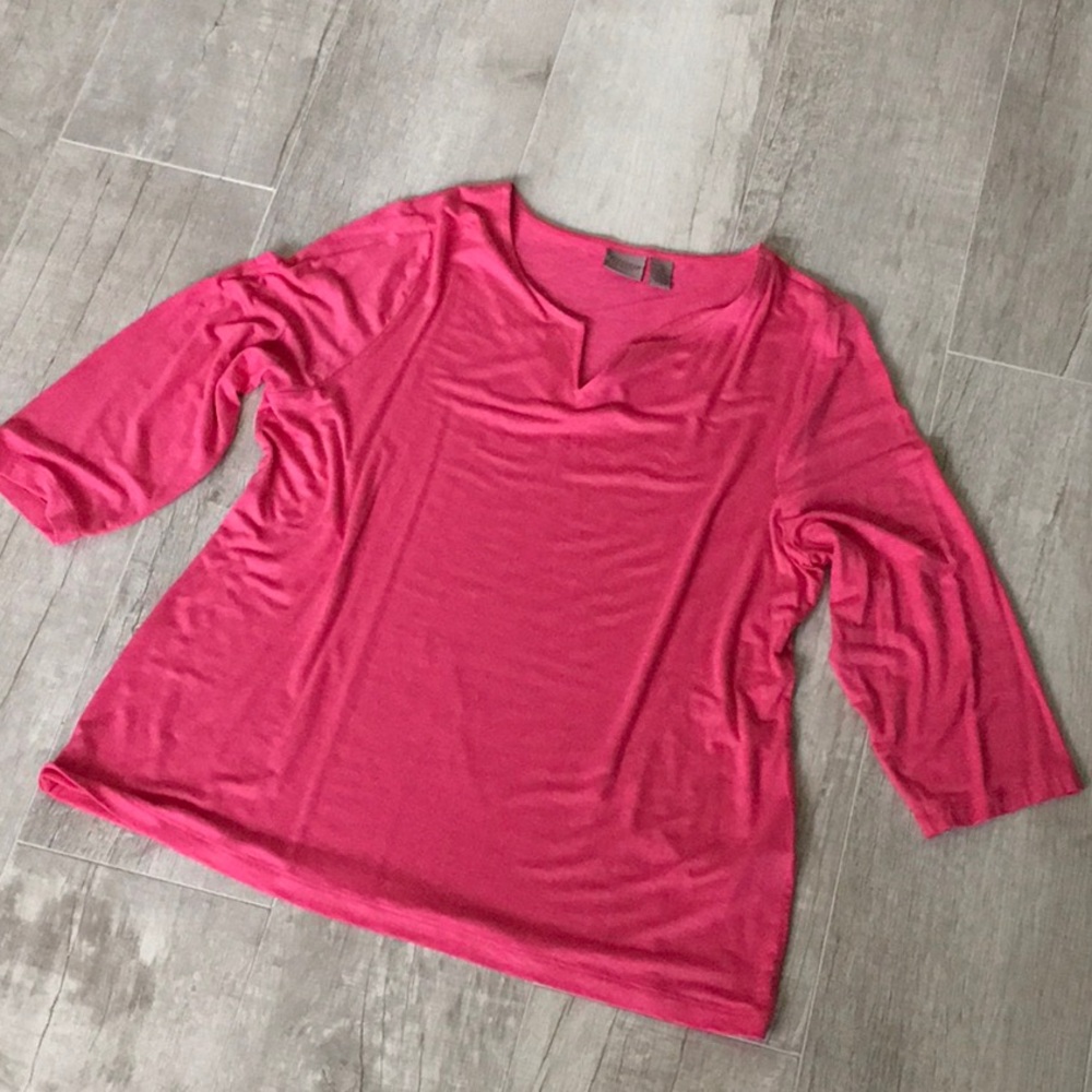 Chico’s EasyWear Pink 3/4 sleeve Shirt Size 2